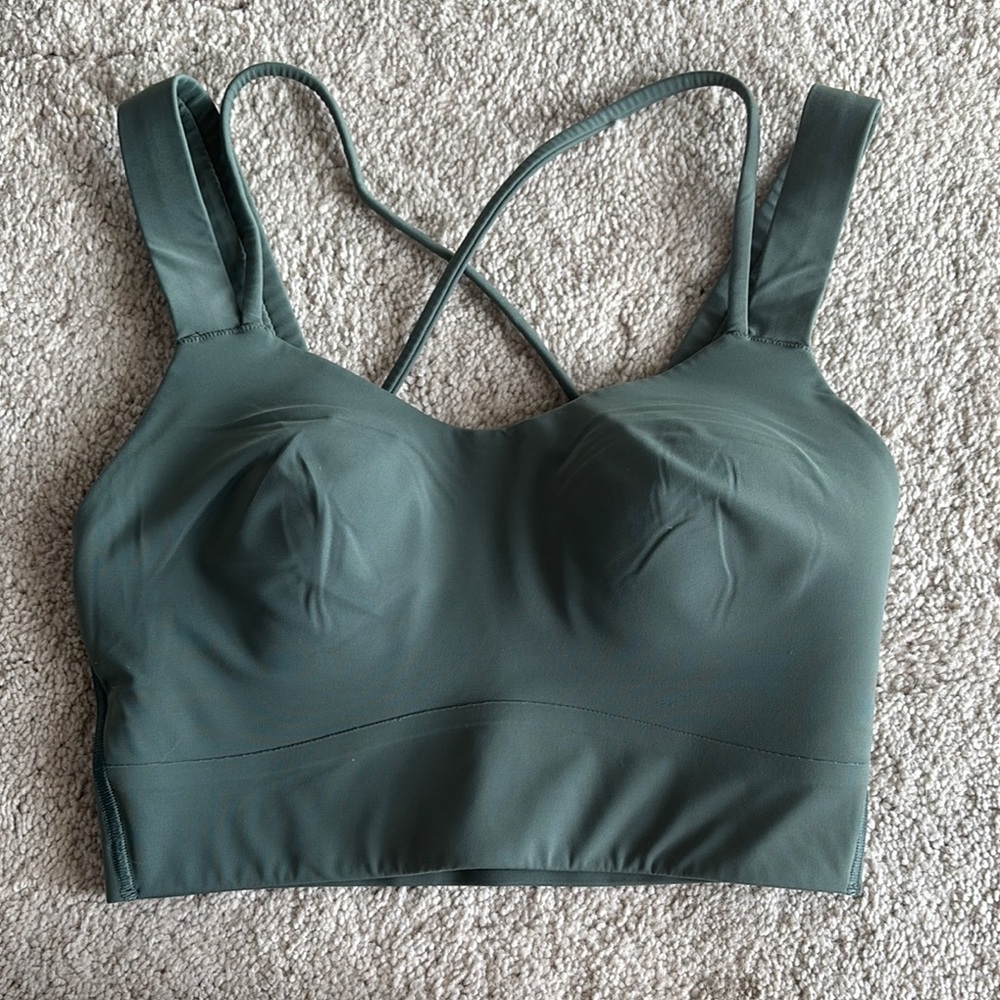 Lululemon Green/Gray Sports Bra with Criss-Cross Back